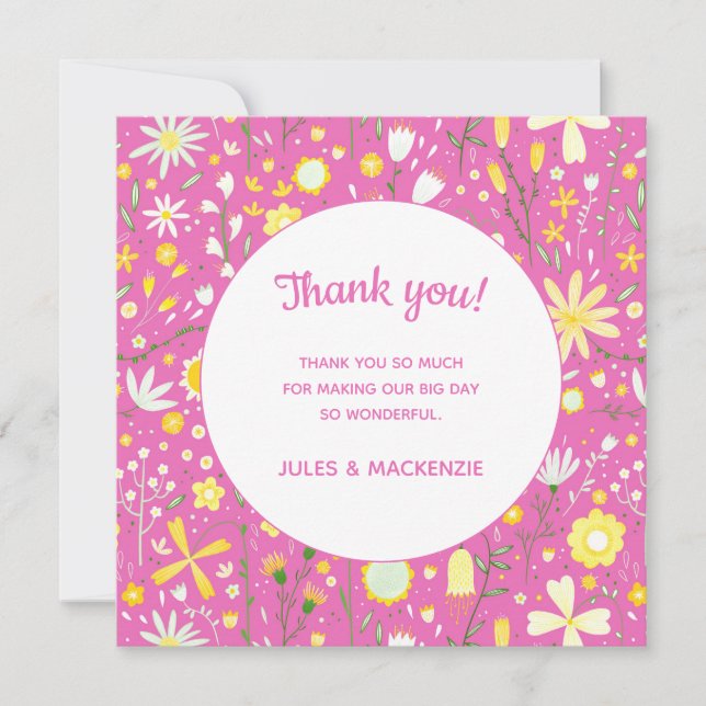 Pink Botanical Wildflower Thank You (Front)