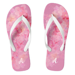 Pink botanical wildflowers pattern name pink flip flops