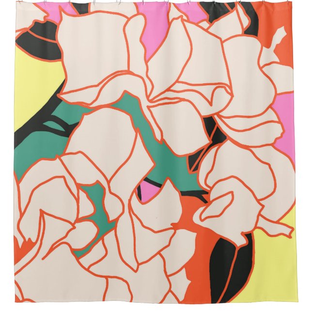 Pink Bougainvillea Essence Shower Curtain (Front)