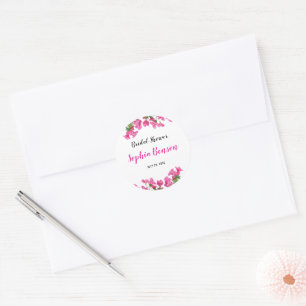 Pink Bougainvillea Floral Bridal Shower Classic Round Sticker