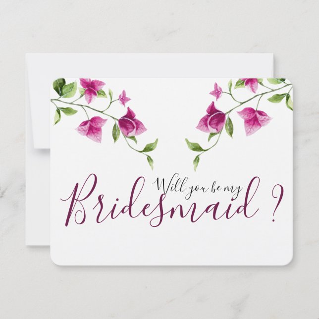 Pink Bougainvillea Flower Bridesmaid Invitation (Front)