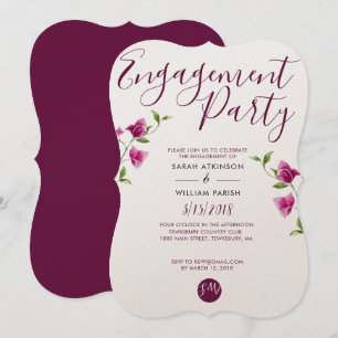 Pink Bougainvillea Flower Engagement Invitation