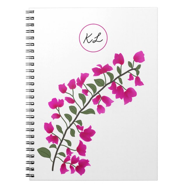 Pink Bougainvillea Personalised Photo Notebook (Front)