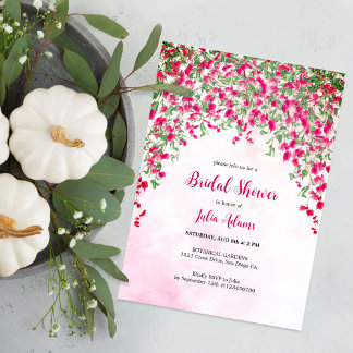 Pink Bougainvillea Tropical Forest Bridal Shower Invitation