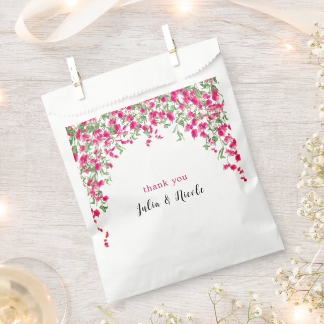 Pink Bougainvillea Tropical Forest Wedding Shower Favour Bags (Clipped)