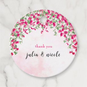 Pink Bougainvillea Tropical Forest Wedding Shower Favour Tags