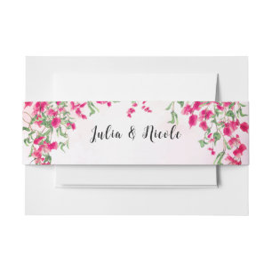 Pink Bougainvillea Tropical Forest Wedding Shower Invitation Belly Band