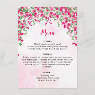 Pink Bougainvillea Tropical Forest Wedding Shower Menu