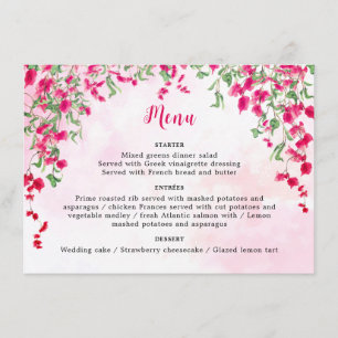 Pink Bougainvillea Tropical Forest Wedding Shower Menu