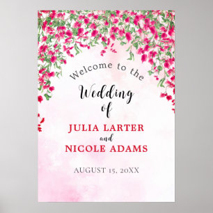Pink Bougainvillea Tropical Forest Wedding Shower Poster