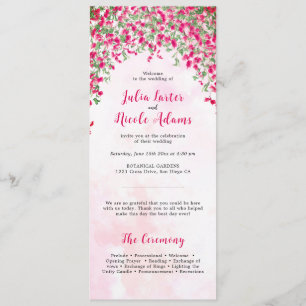 Pink Bougainvillea Tropical Forest Wedding Shower Programme