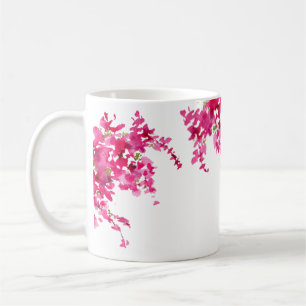 Pink bougainvillea watercolor floral coffee mug