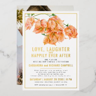 Pink bougainvillea wedding vow renewal gold orange