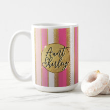 Pink Bougie Stripes Personalised Coffee Mug