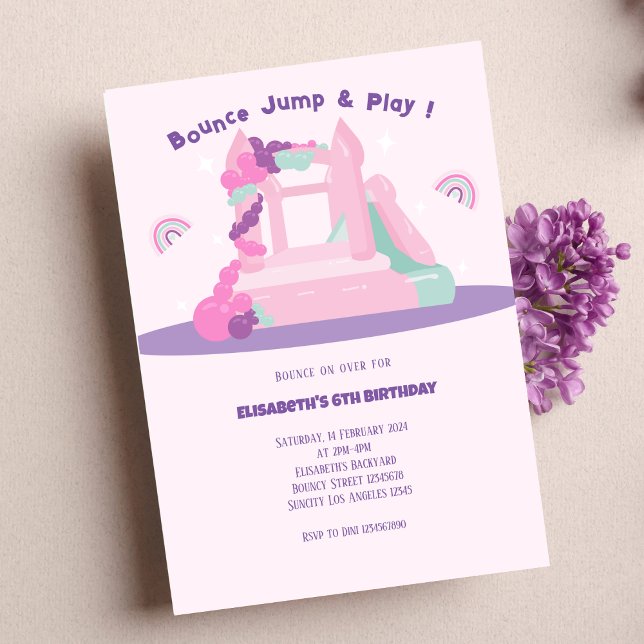 Pink Bounce House Castle Birthday Invitation (Creator Uploaded)