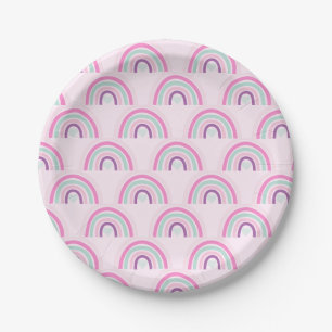 Pink Bounce House Castle Birthday Paper Plate