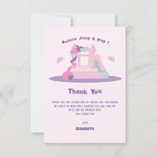 Pink Bounce House Castle Birthday Thank You Card