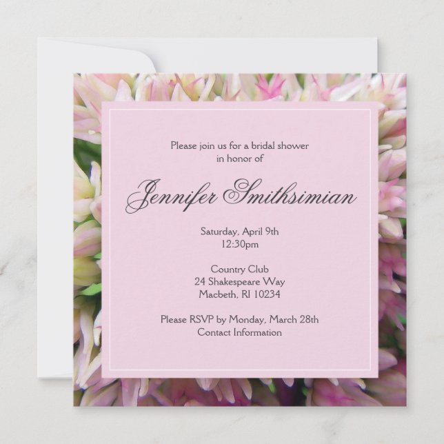 Pink Bouquet Bridal Shower Invite in Charcoal Grey (Front)
