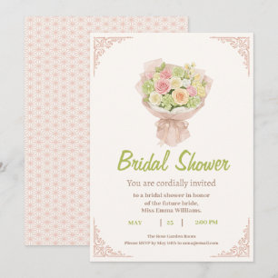 pink bouquet Bridal Shower Invite – Japanese