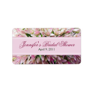 Pink Bouquet Bridal Shower Label in Burgundy