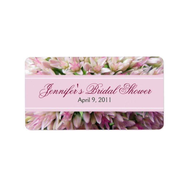 Pink Bouquet Bridal Shower Label in Burgundy (Front)