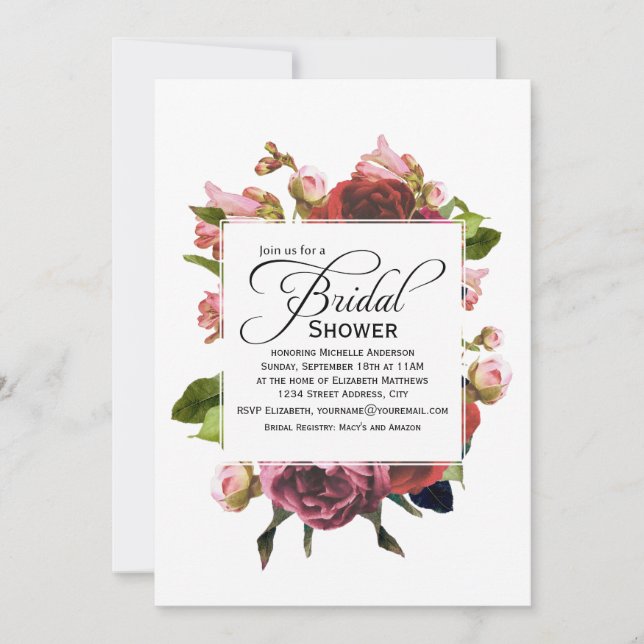 Pink Bouquet Floral Bridal Shower Invitation (Front)