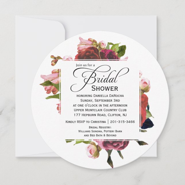 Pink Bouquet Floral Bridal Shower Invitation (Front)