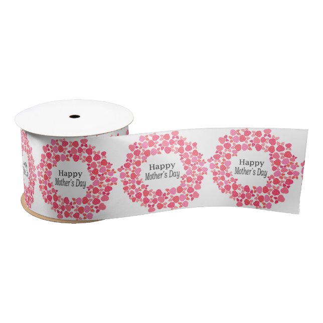 Pink Bouquet mother's day Satin Ribbon (Spool)