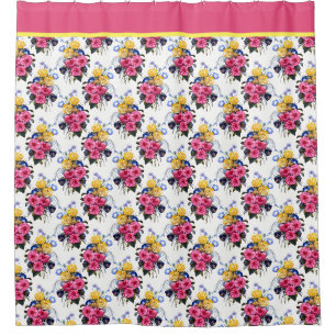Pink Bouquet Pattern Vintage Country Shower Curtain