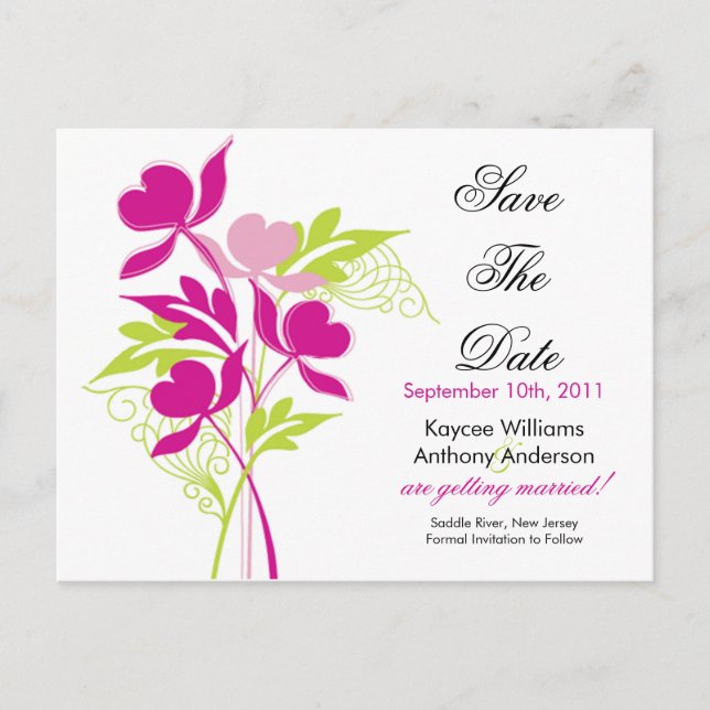 Pink Bouquet Save The Date POST CARD! Announcement Postcard (Front)