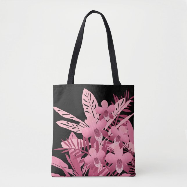 Pink bouquet tropical tote bag (Front)