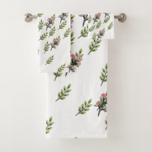 Pink Bouquets Bath Towel Set