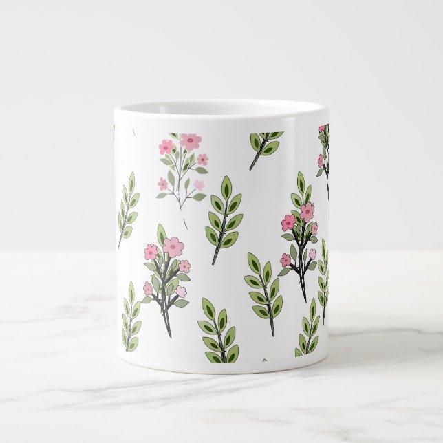 Pink Bouquets Large Coffee Mug (Front)