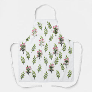 Pink Bouquets White Apron