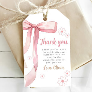 Pink Bow 1st Birthday Girl  Gift Tags