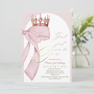 Pink Bow 1st Birthday Invitation