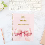Pink bow 2026 planner<br><div class="desc">A soft blush pink background,  decorated with a large bow.  Personalise and add a year,  name and text.</div>
