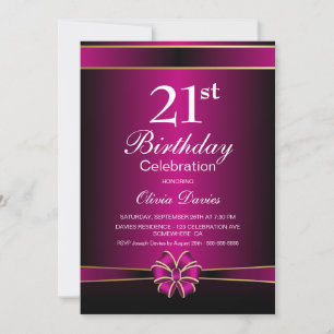 Pink Bow 21st Birthday Party Invitation
