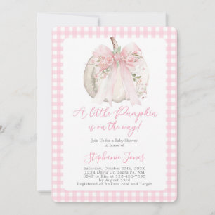 Pink Bow A Little Pumpkin Baby Shower girl Invitation