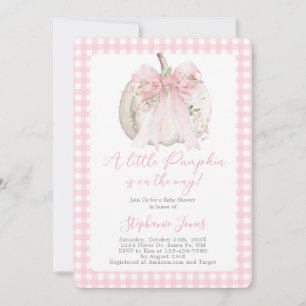 Pink Bow A Little Pumpkin Baby Shower girl Invitation