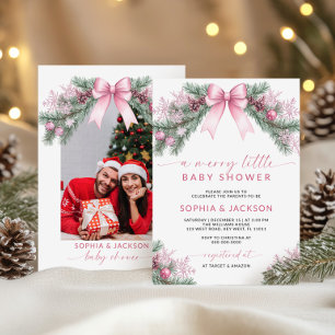 Pink Bow A Merry Little Baby Shower Invitation