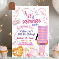 Pink Bow Afro Girl Pizza and Pyjamas Birthday