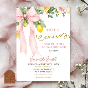 Pink Bow Amalfi Lemon That's Amore Bridal Shower Invitation