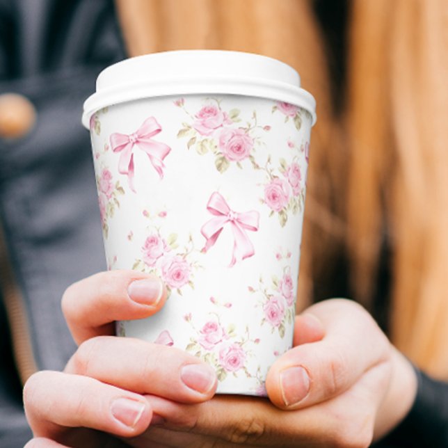 Pink Bow and Flowers Girly Paper Cups (Creator Uploaded)