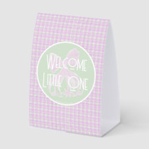 Pink Bow and plaid Welcome Little One Baby Girl