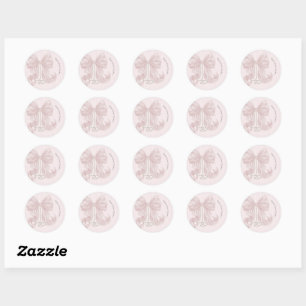 Pink Bow and Stripes Baby Shower  Classic Round Sticker