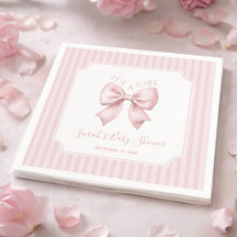 Pink Bow and Stripes Coquette Girl Baby Shower