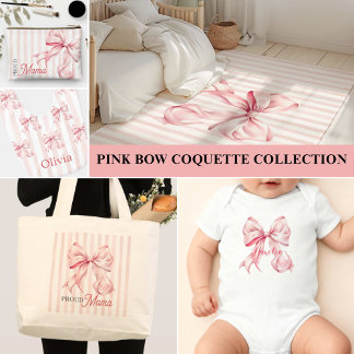 Pink Bow and Stripes Personalized Sherpa Blanket