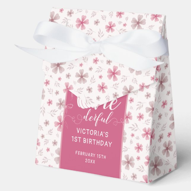 PINK BOW & ARCH FALL PUMPKIN FLOWERS BIRTHDAY FAVOUR BOX (Front)