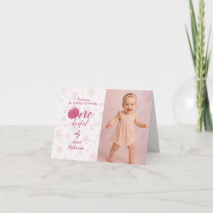 PINK BOW & ARCH FALL PUMPKIN FLOWERS BIRTHDAY THANK YOU CARD